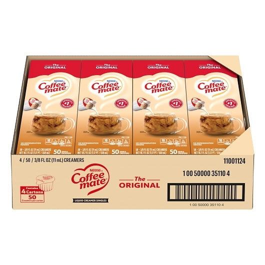 Coffee Mate Original Liquid Creamer Singles 4 Pack (50 Ct Each), 200 Total Cups, Non Dairy Coffee Creamer, No Refrigeration