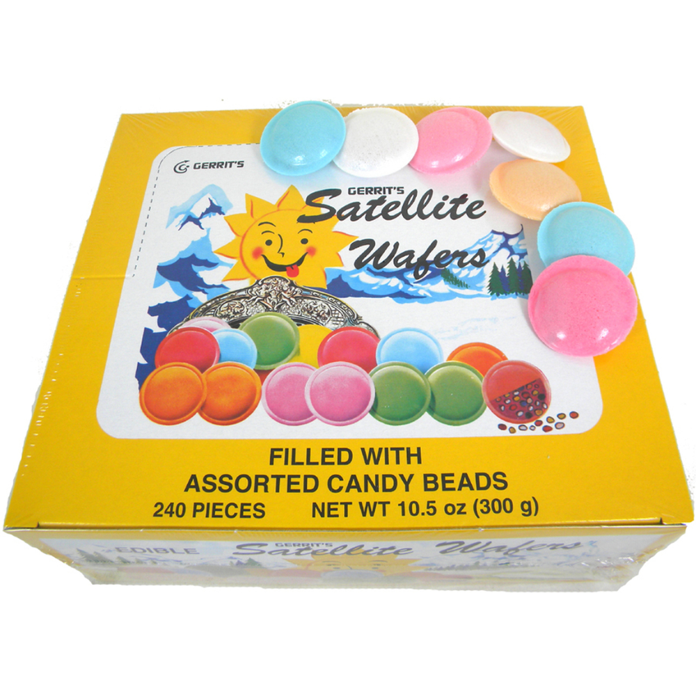 Gerrit’s Satellite Wafers Candy 240 Count Bulk Pack, Flying Saucer Candy with Assorted Candy Beads, Nostalgic Crispy Treat