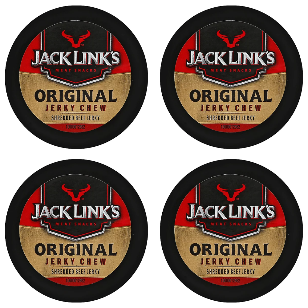 Jack Link’s Original Jerky Chew 4 Pack (.32 oz Cans), Shredded Beef Jerky Snack, High Protein Meat Snack