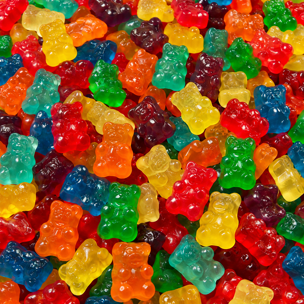 Assorted Large Gummy Bears, 12 Flavors - 1 lb Bag