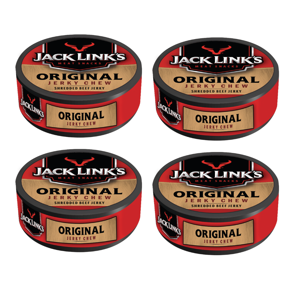 Jack Link’s Original Jerky Chew 4 Pack (.32 oz Cans), Shredded Beef Jerky Snack, High Protein Meat Snack