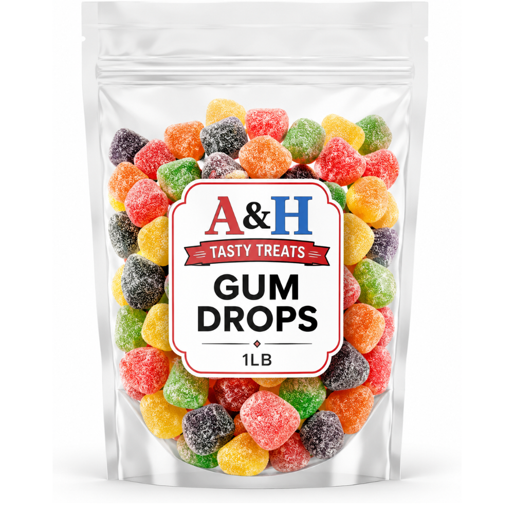 Gum Drops Candy 1 lb Bulk Bag, Assorted Fruity Sugar Coated Gumdrops, Soft & Chewy Nostalgic Candy