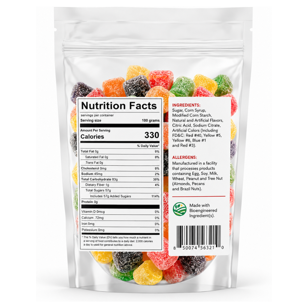 Gum Drops Candy 1 lb Bulk Bag, Assorted Fruity Sugar Coated Gumdrops, Soft & Chewy Nostalgic Candy