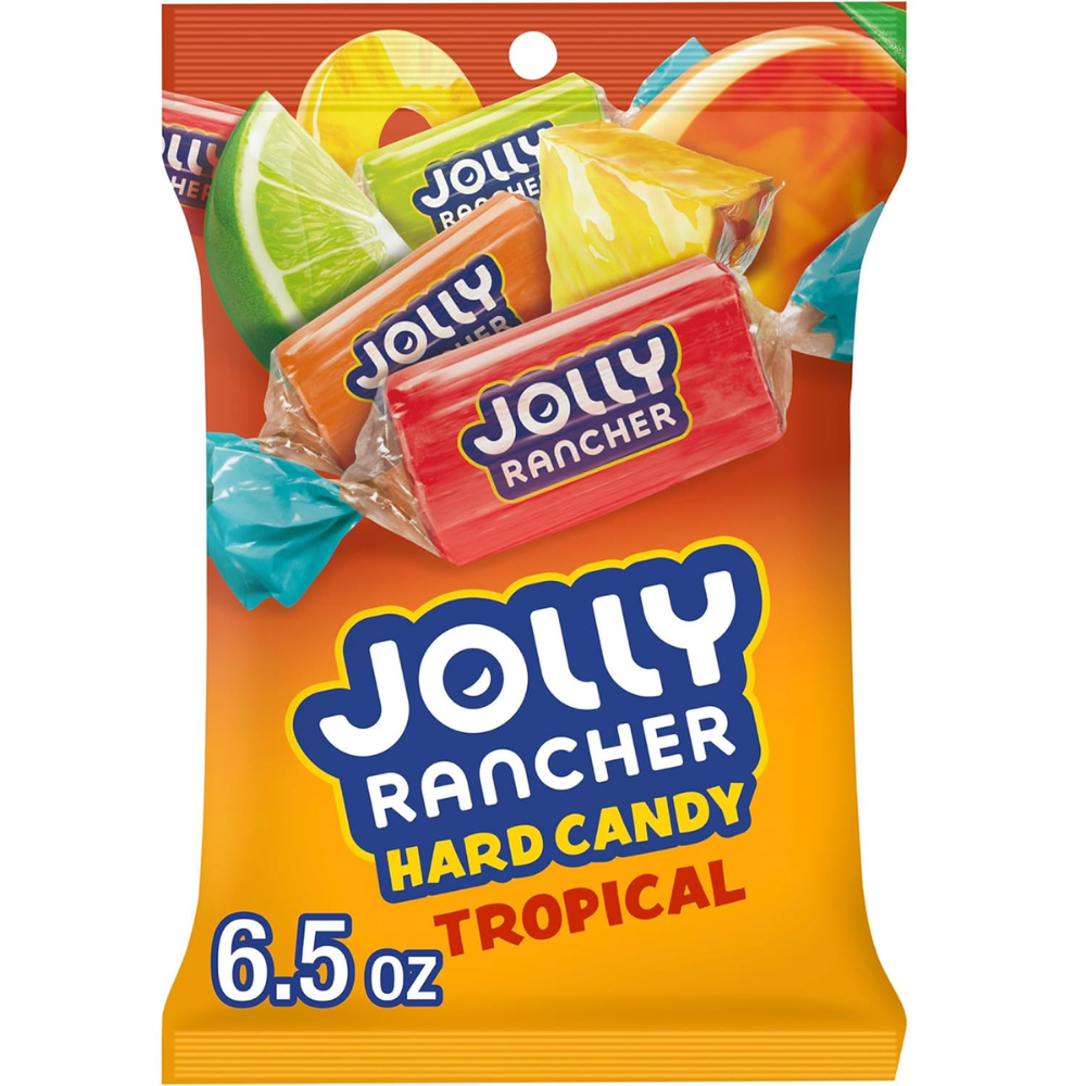 Jolly Rancher Tropical Hard Candy 6.5 oz Bag, Assorted Fruit Flavors, Individually Wrapped Candy, Bulk Party & Holiday Treats