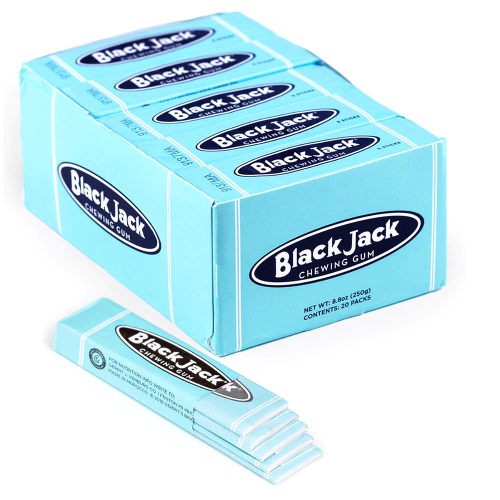 Black Jack Chewing Gum Bulk Pack 100 Count, Classic Black Licorice Flavor, Individually Wrapped Sticks
