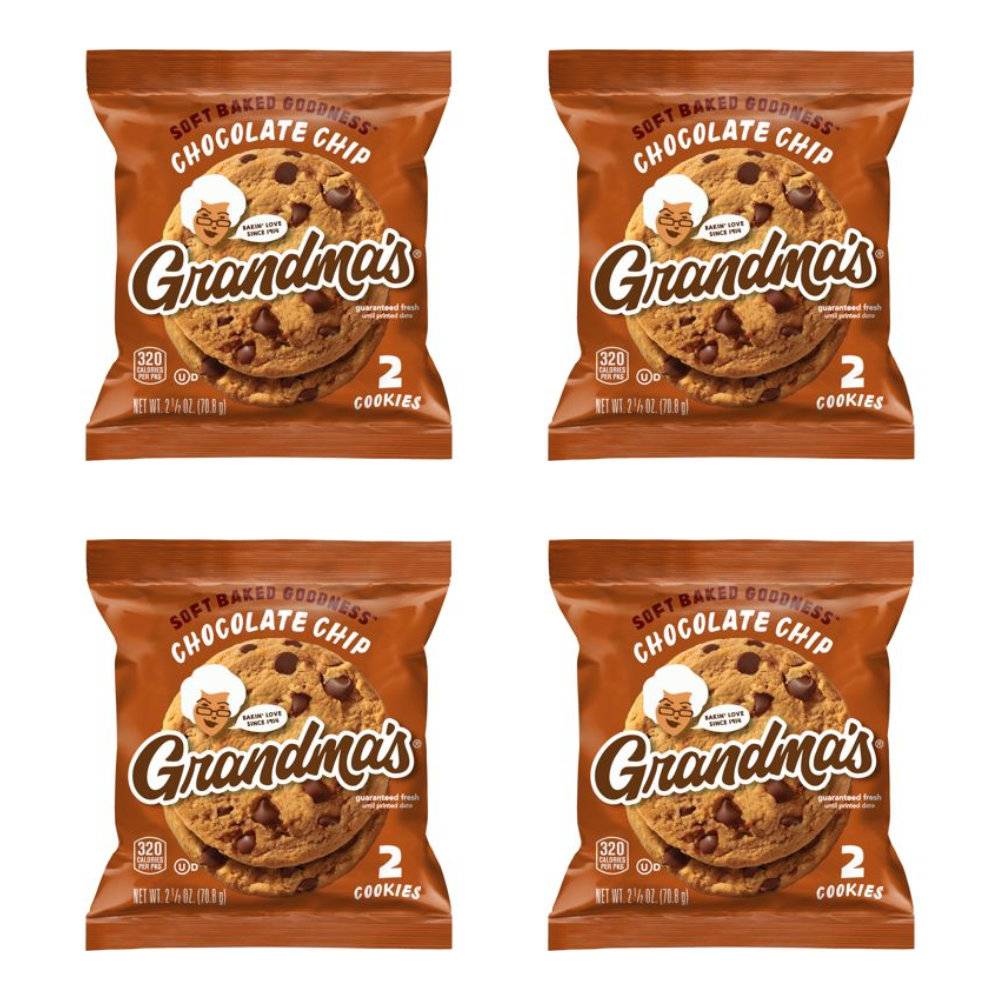 Grandma’s Cookies 4 Pack, Choose Your Flavor, Soft Baked Snack Cookies, Individually Wrapped Treats