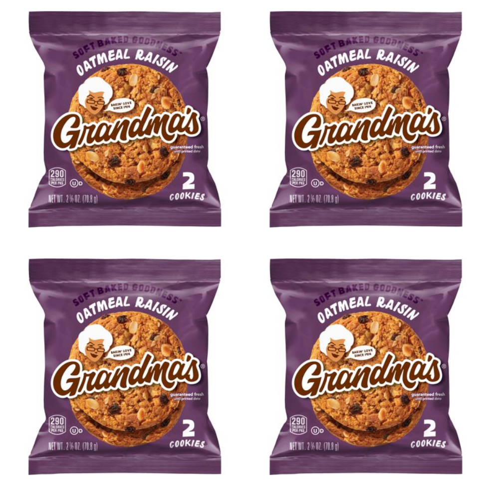 Grandma’s Cookies 4 Pack, Choose Your Flavor, Soft Baked Snack Cookies, Individually Wrapped Treats