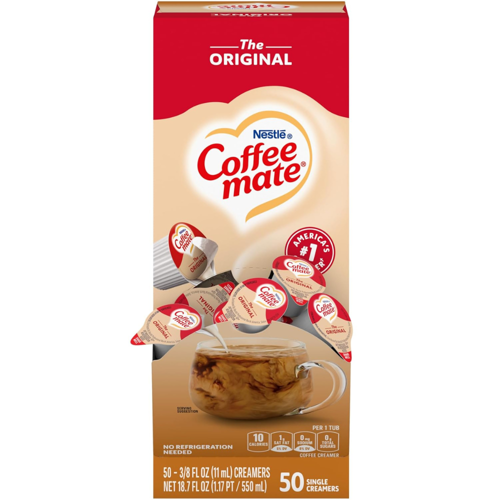Coffee Mate Original Liquid Creamer Singles 4 Pack (50 Ct Each), 200 Total Cups, Non Dairy Coffee Creamer, No Refrigeration