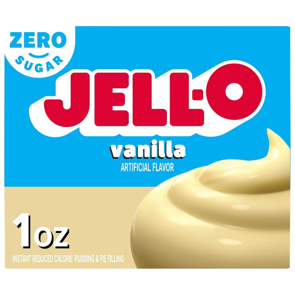 Jell-O Zero Sugar Pudding Mix 2 Pack, Vanilla & Coconut Cream, Low Calorie Instant Dessert, No Bake Pie Filling