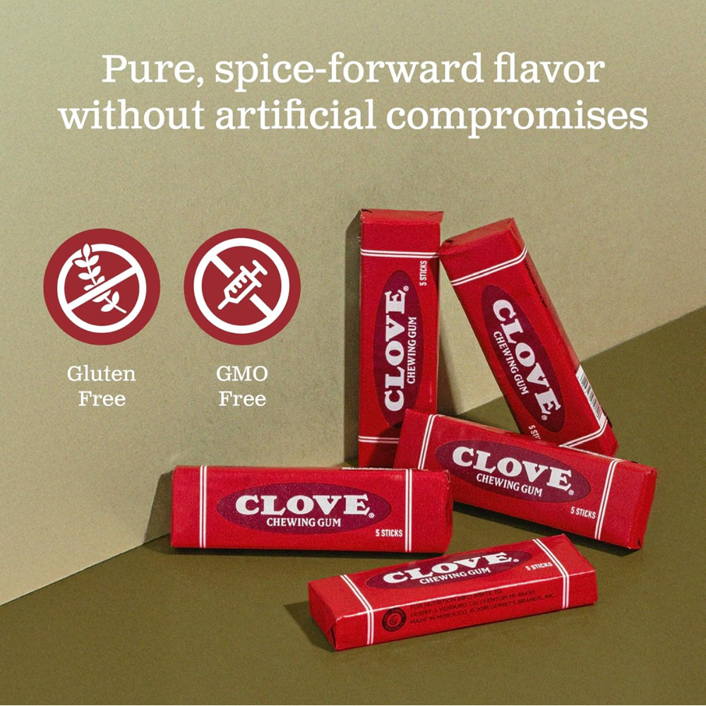 Clove Chewing Gum Bulk Pack 100 Count, Vintage Spice Flavor Gum, Individually Wrapped Retro Candy, Gluten Free