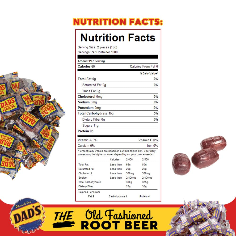 Dad's Root Beer Hard Candy Bulk Bag, Individually Wrapped Classic Soda Flavor Candy, Party & Snack Treats