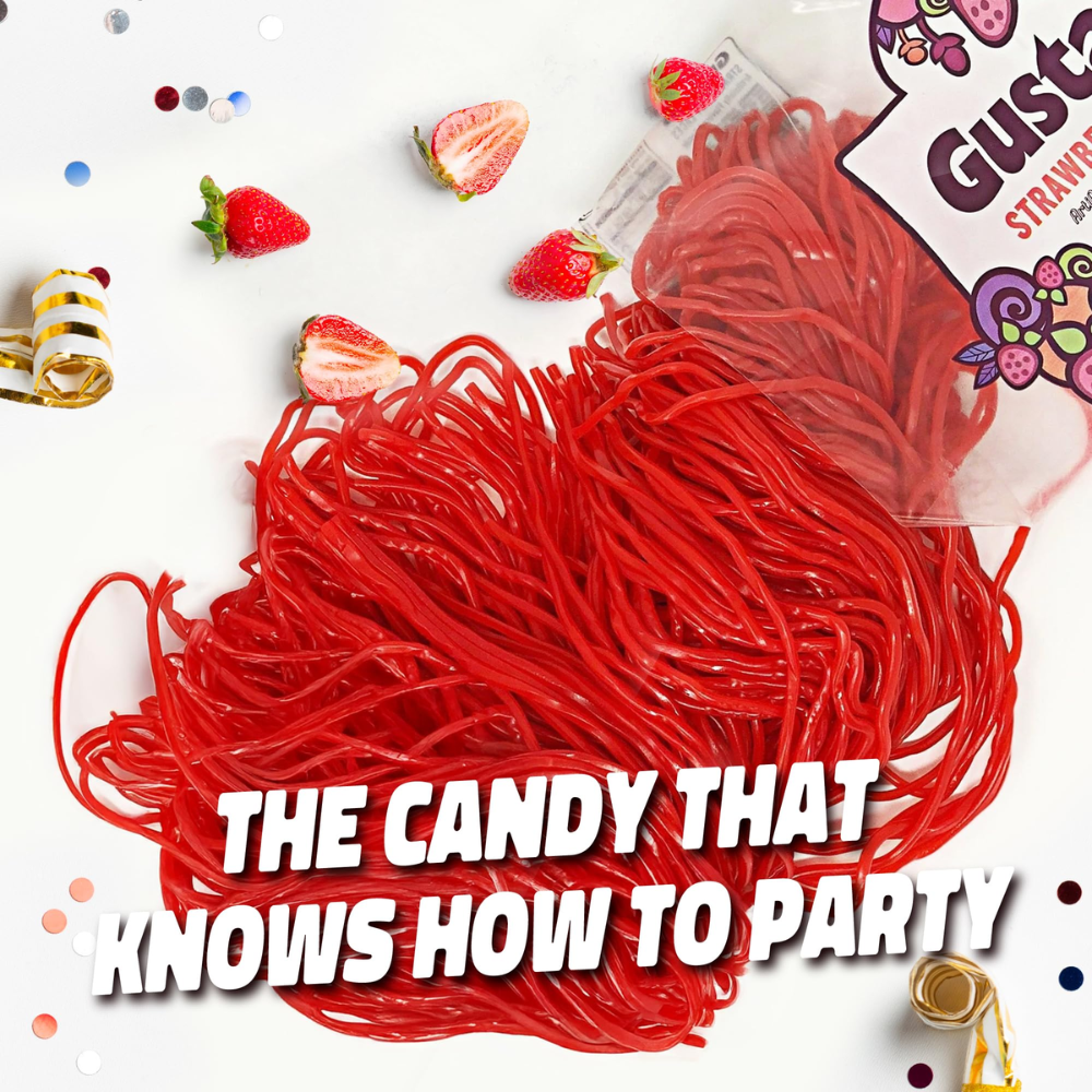 Gustaf’s Strawberry Licorice Laces 2 lb Bulk Bag, Soft & Chewy Candy Strands, Sweet Strawberry Flavor