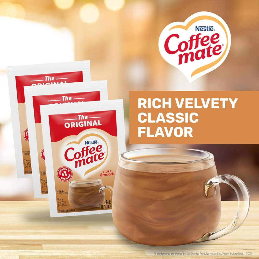 Coffee Mate Original Powdered Creamer 3 Gram Packets Bulk Bag – Single Serve Non-Dairy Coffee Creamer, No Refrigeration