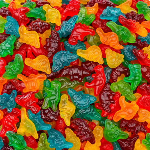 1 Pound Assorted Dinosaur Gummy Candy, Bulk Bag