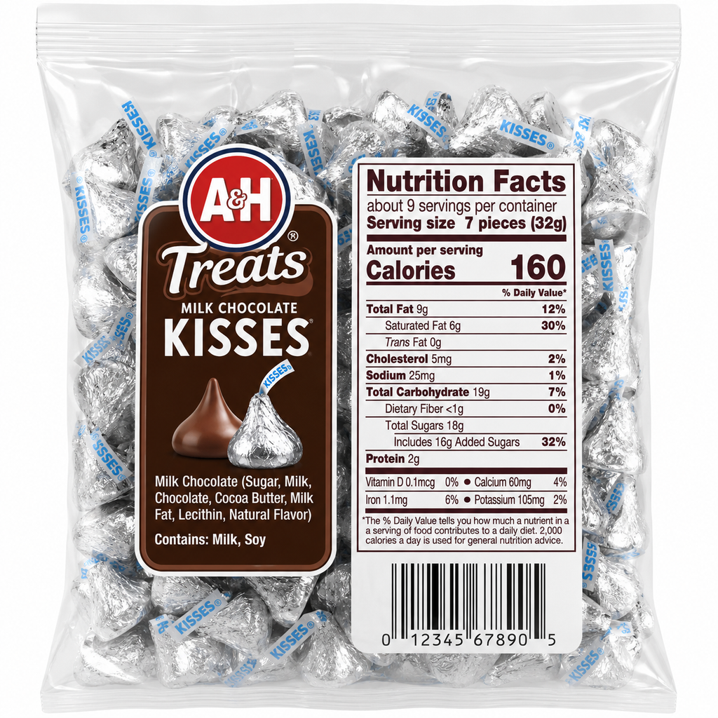 Milk Chocolate Kisses Candy 1 LB Individually Wrapped Chocolate Candy for Candy Bowls Parties Holidays and Sharing