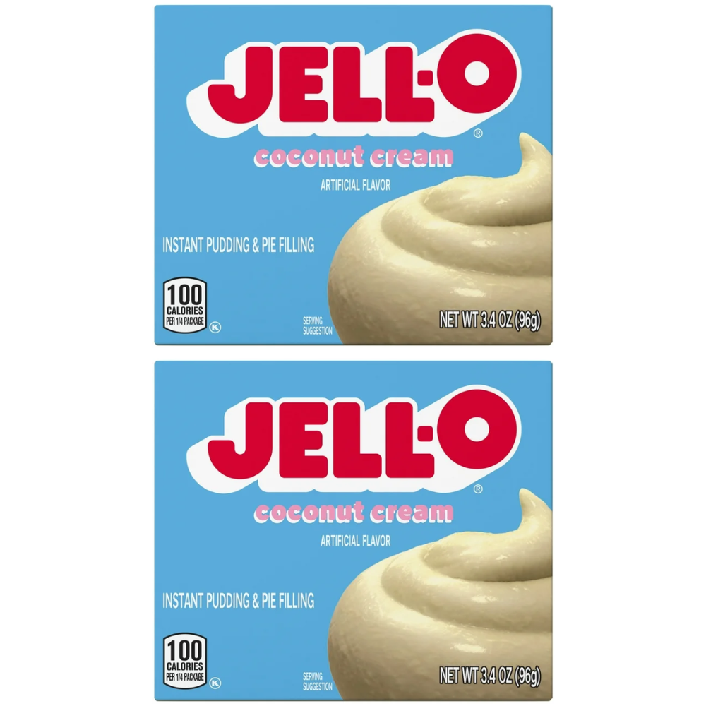 Jell-O Coconut Cream Pudding Mix 2 Pack, Instant Dessert, Easy No Bake Pudding & Pie Filling