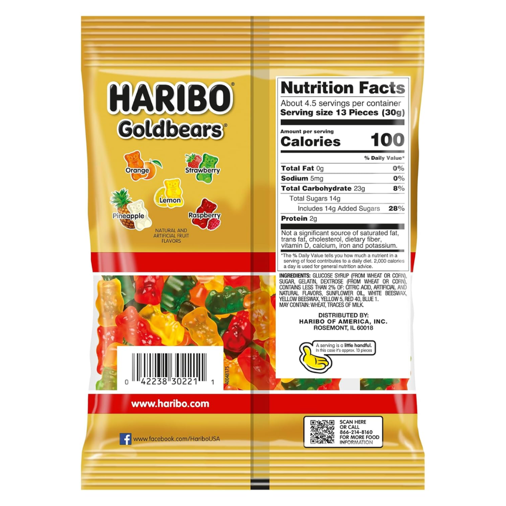 HARIBO Goldbears Gummy Candy 3 Pack (5oz), Assorted Fruit Flavors, Chewy Gummies, Party & Snack Treats