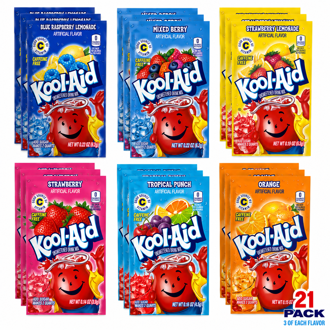 Kool-Aid Drink Mix Variety Pack – 21 Count (3 of Each Flavor)