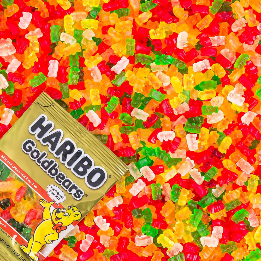 HARIBO Goldbears Gummy Candy 2 Pack Peg Bags, Original & Tropical Flavors, Chewy Gummies, Snack & Party Treats