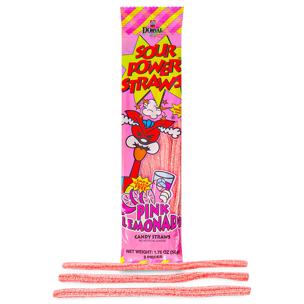 Sour Power Pink Lemonade Straws, Pack of 5