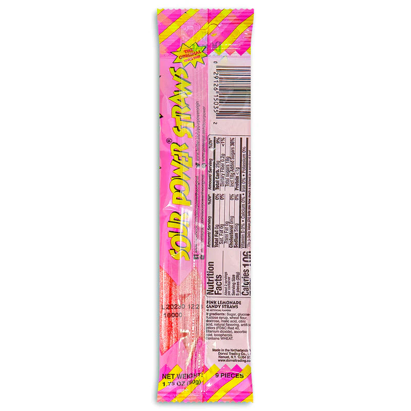 Sour Power Pink Lemonade Straws, Pack of 5