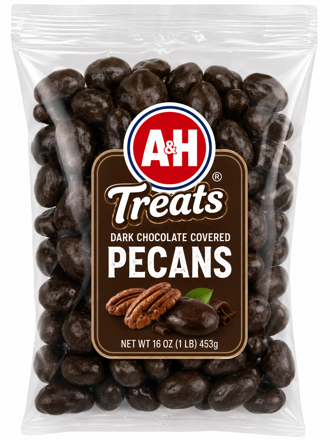 Dark Chocolate Covered Pecans 16 OZ Gourmet Chocolate Candy Snack with Premium Pecans