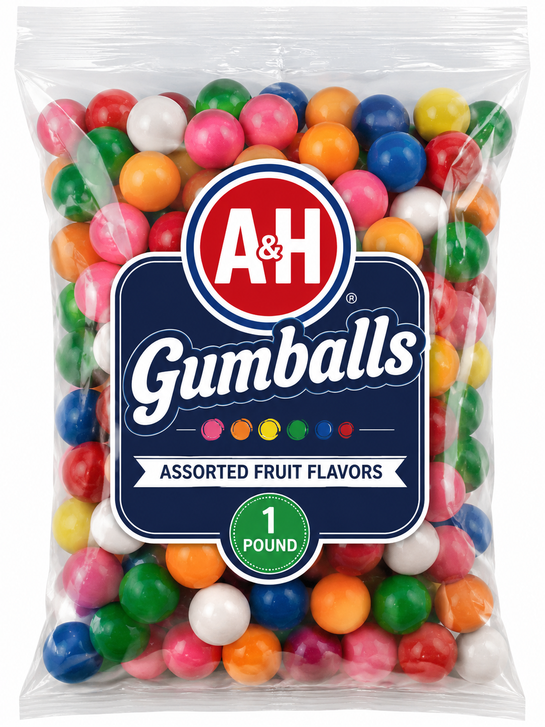 Assorted Fruit Flavor Gumballs 1 Pound Bulk Candy Bag Colorful Chewing Gum Balls for Parties Candy Buffets and Vending