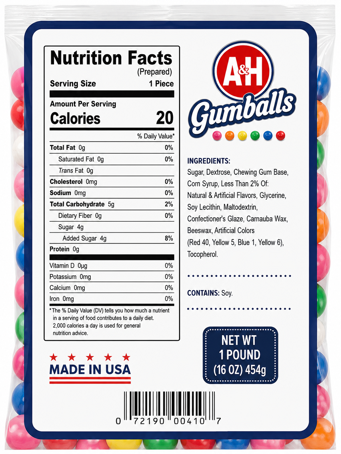 Assorted Fruit Flavor Gumballs 1 Pound Bulk Candy Bag Colorful Chewing Gum Balls for Parties Candy Buffets and Vending