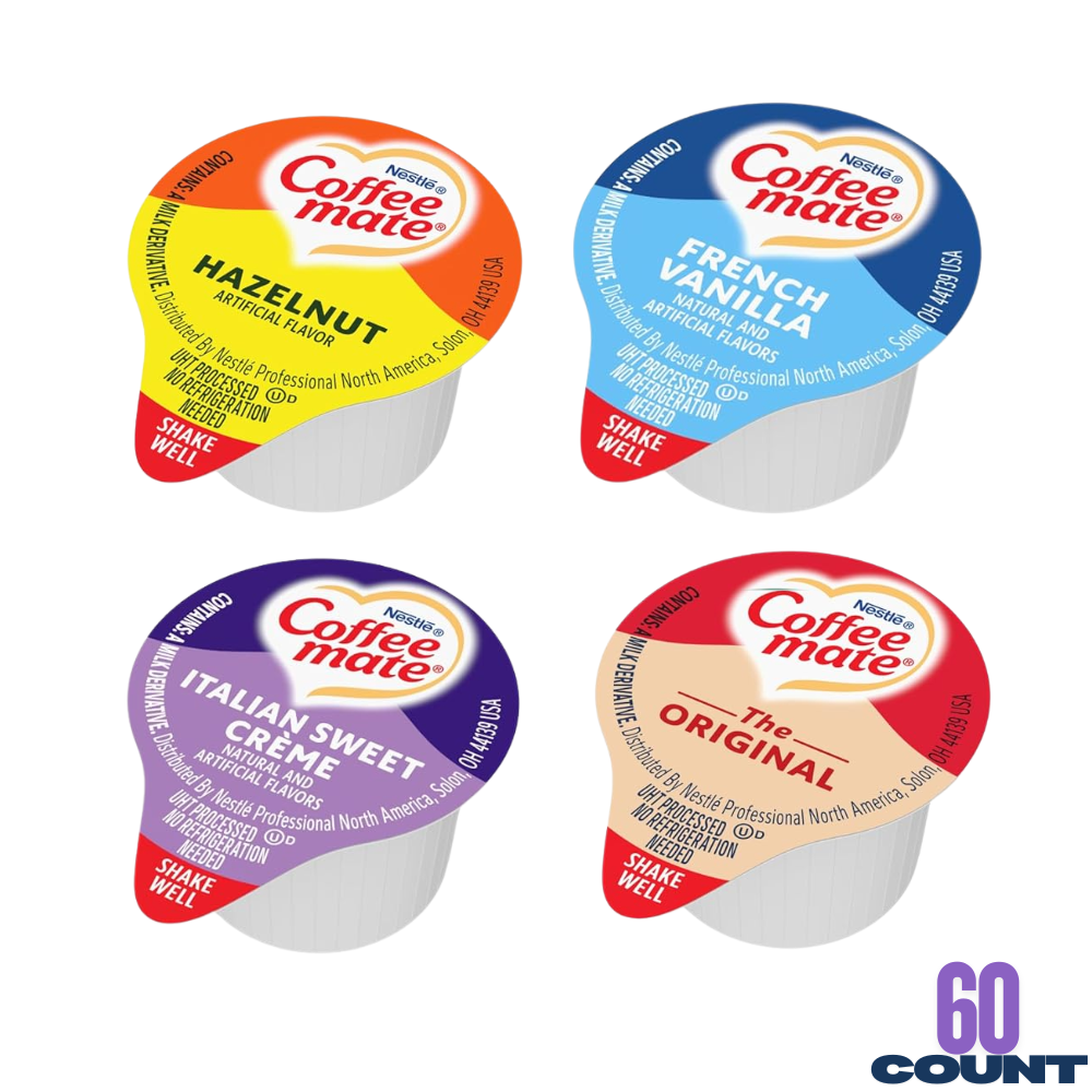 Coffee Mate Liquid Creamer Singles Variety Pack – 60 Count, 4 Flavors, No Refrigeration, Single Serve Coffee Creamers