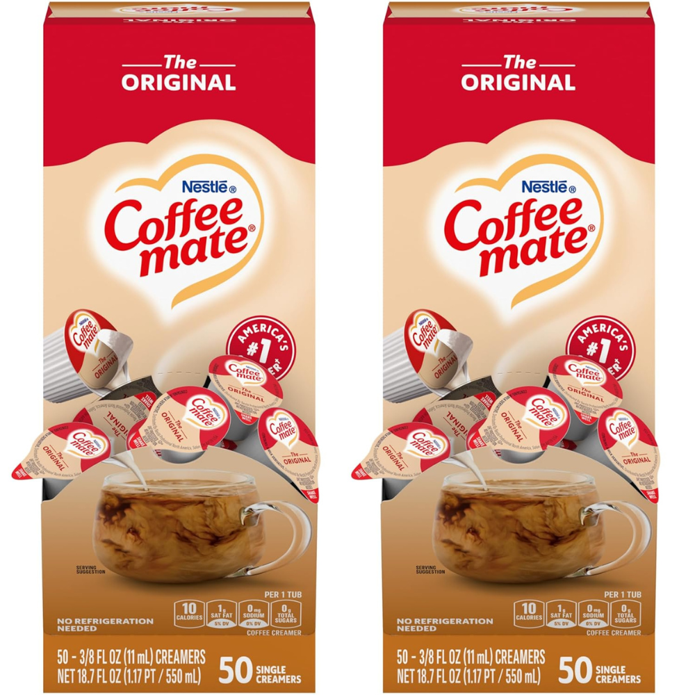 Nestle Coffee Mate Original (2 Count) Liquid Coffee Creamer Singles, 50 Ct Box