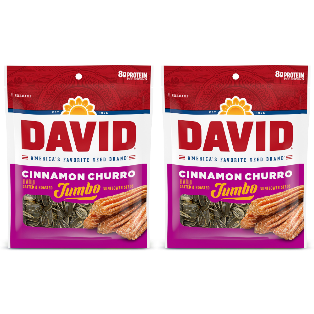 DAVID Sunflower Jumbo Seeds Cinnamon Churro 5.25oz (Pack of 2)