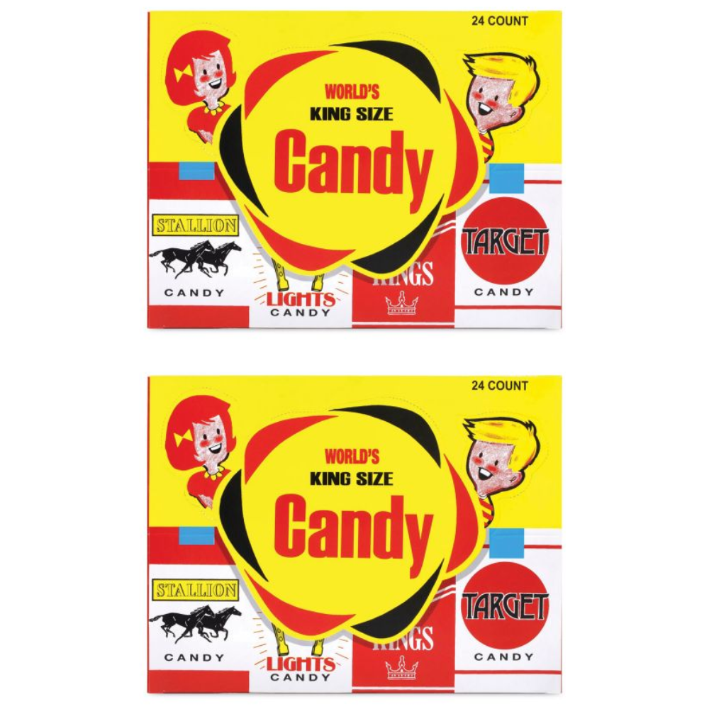 World Confections Candy Cigarettes 2 Boxes (24 Packs in Each), Classic Chalk Candy Sticks, Retro Candy Treat