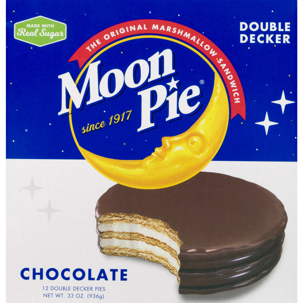 Chattanooga Moon Pie Double Decker Chocolate Cookies (12 Count), Marshmallow Sandwich Cookies, Classic Southern Snack Cakes