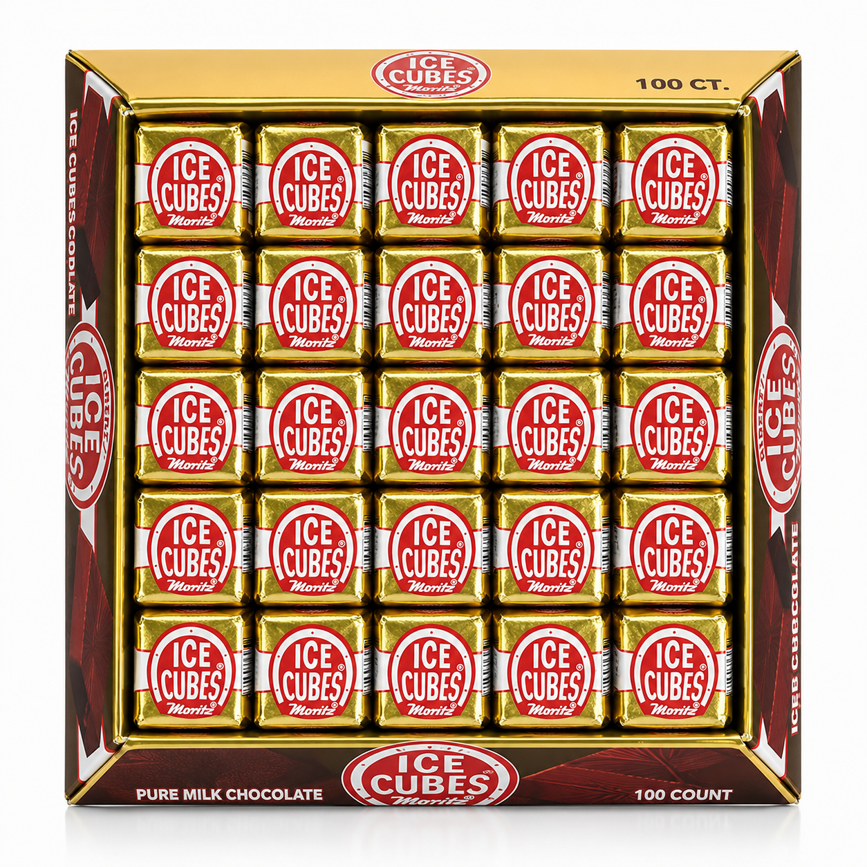 Albert's Chocolate Ice Cubes Candy 100 Count Tray, Individually Wrapped Creamy Chocolate Candy Squares, Classic Nostalgic Treat