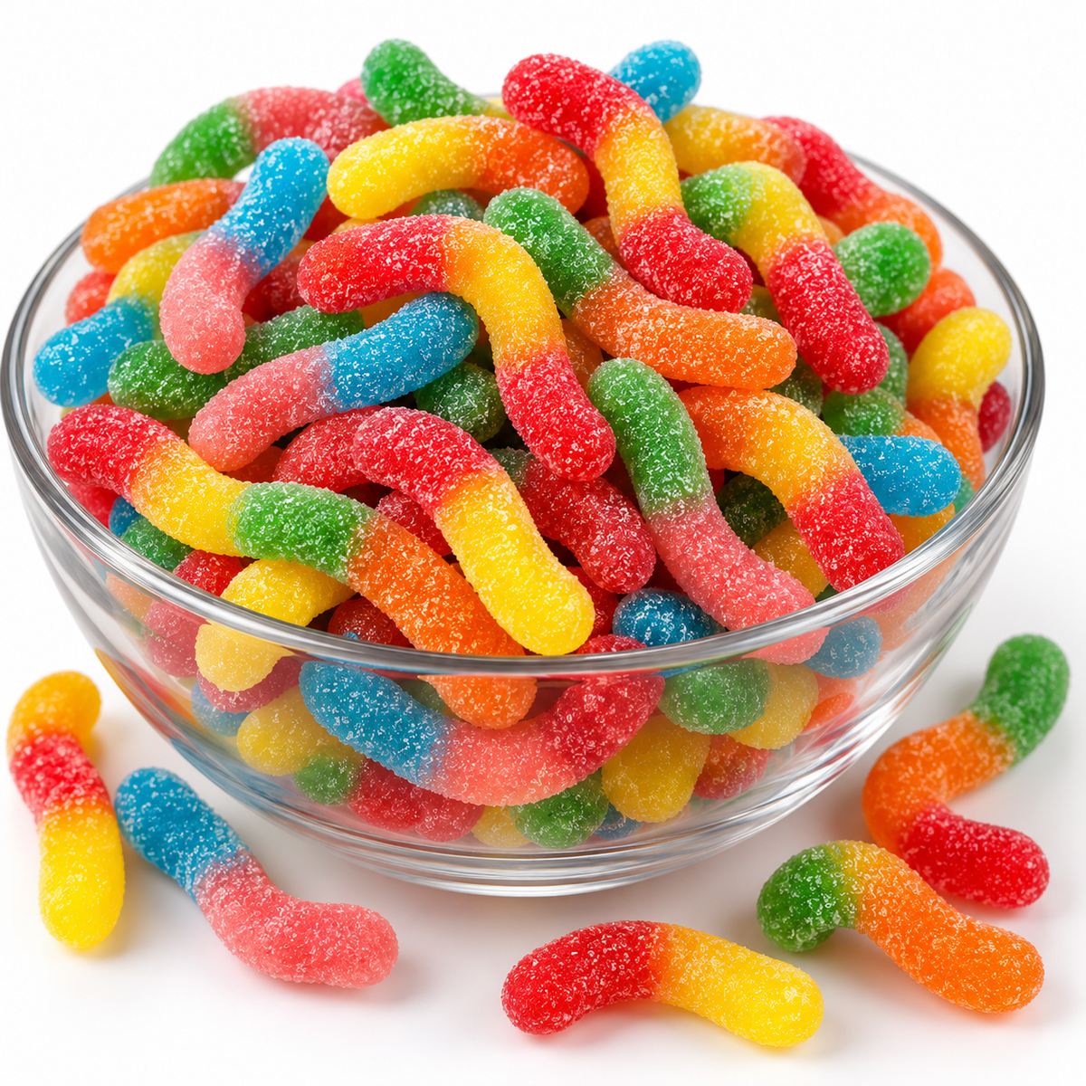 Sour Neon Gummy Worms, 6 Flavors - 1 lb