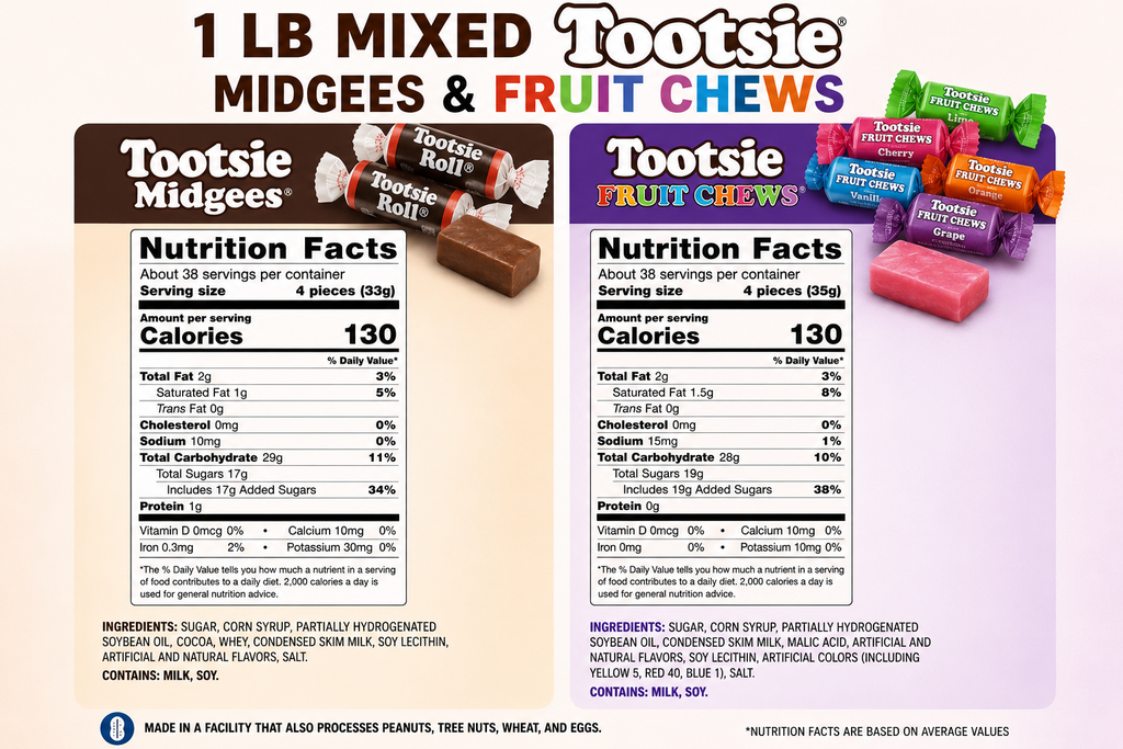 Tootsie Rolls & Fruit Chews Mix 1 lb, Bulk Wrapped Candy